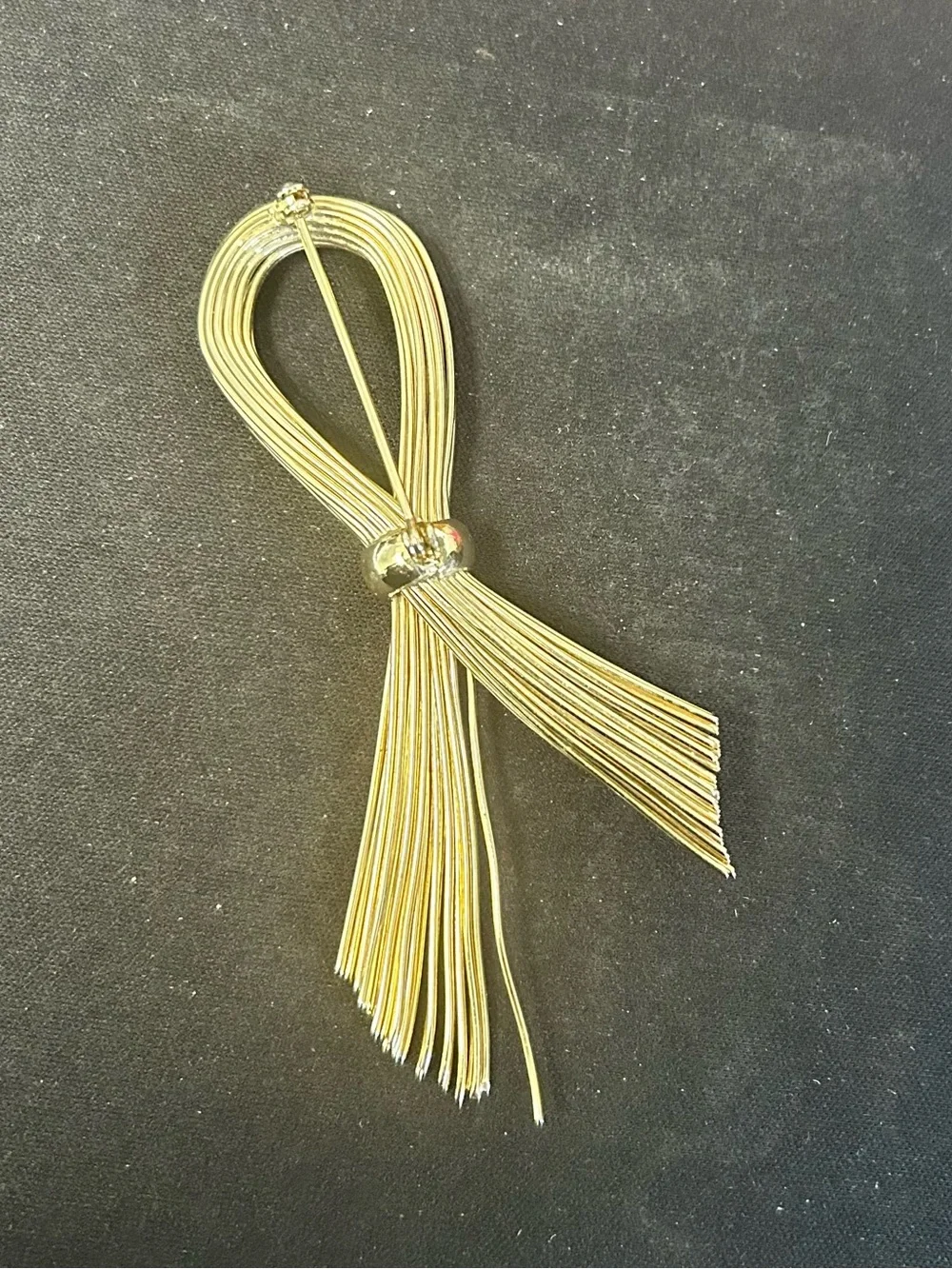 Gold Ribbon Tassel Brooch - Elegant Women’s Jewelry